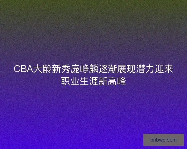 CBA大龄新秀庞峥麟逐渐展现潜力迎来职业生涯新高峰