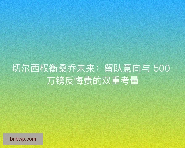 切尔西权衡桑乔未来：留队意向与 500 万镑反悔费的双重考量